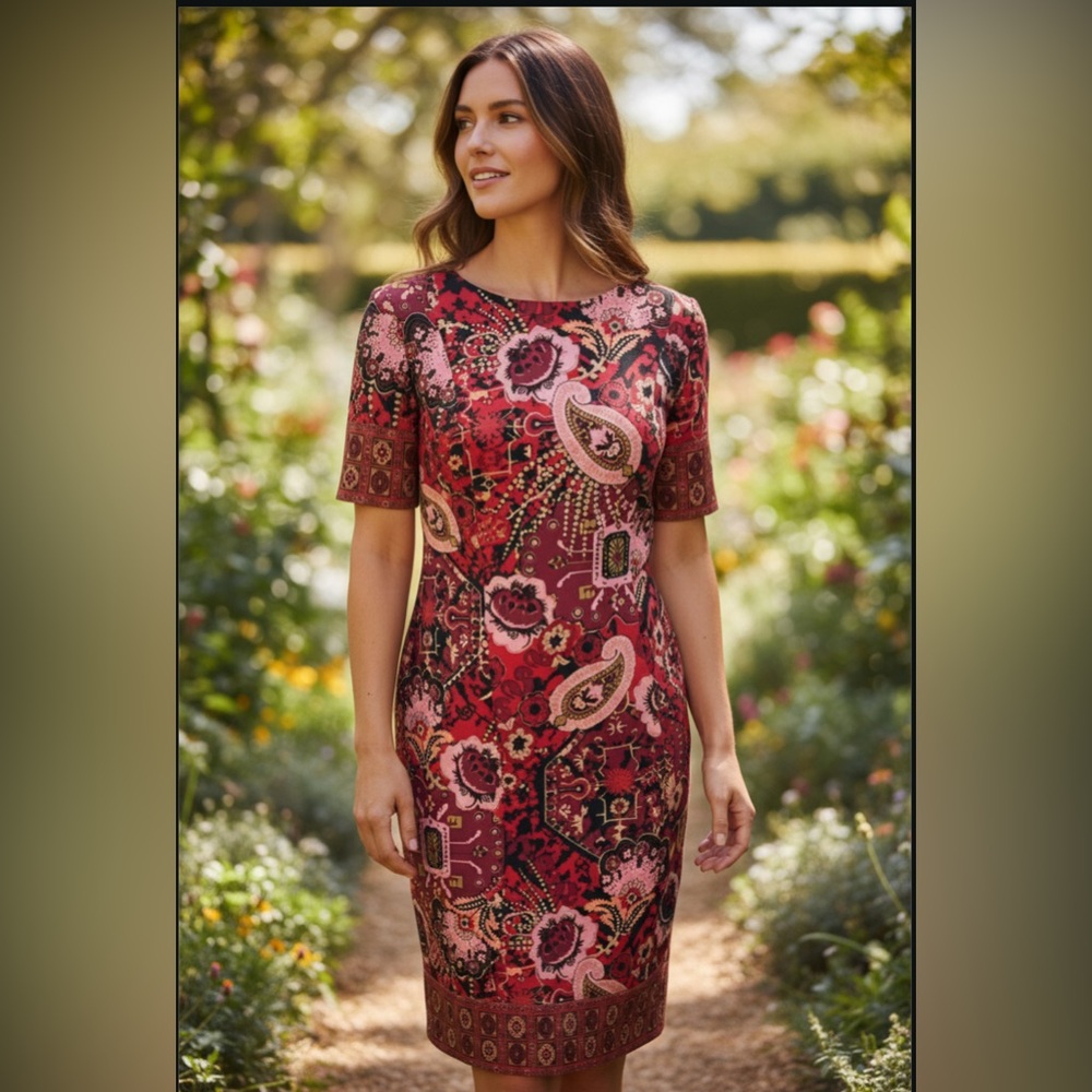 Talbots Paisley Floral Red Dress